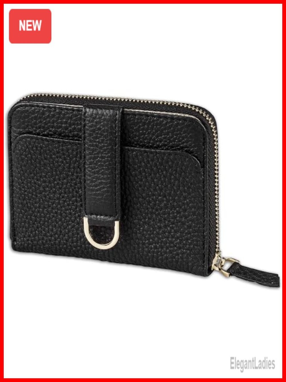 Leather Card Holder with RFID Blocking, Zipper Coin Pocket, Slim Wallet